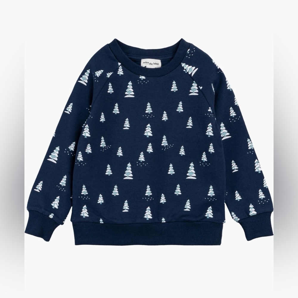 Miles the Label Navy Blue Tree Pattern Sweatshirt Boys Size 7